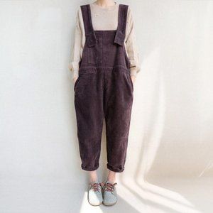 Corduroy Overalls Dungarees Jumpsuit Wide Leg